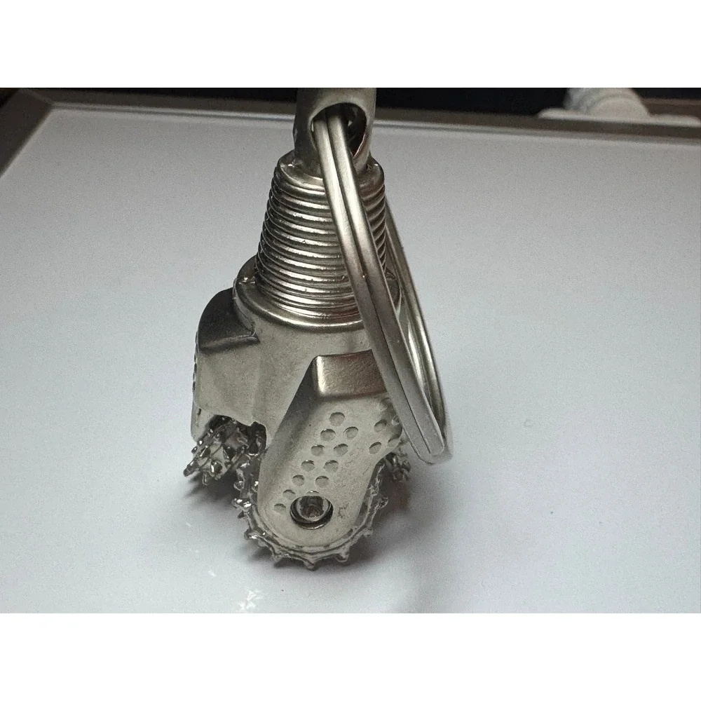 Silver Tricone Drill Bit Keychain Oil Gas‎ Mining Industrial Novelty Accessory